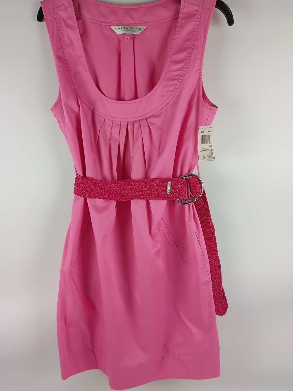Trina Turk Pink Sleeveless Womans Dress with Lauren Belt Summer Light Weight Dre